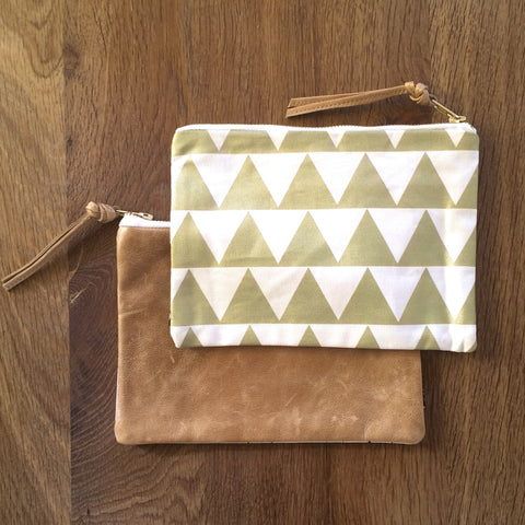 Pouch - Gold Triangle with Leather Backing